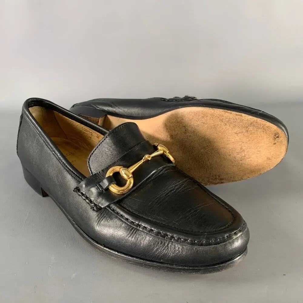 BRUNO MAGLI Size 10 Black Gold Leather Loafers - Picture 5 of 9